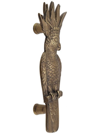 Cockatoo Vertical Pull - Left Hand in Antique Brass.